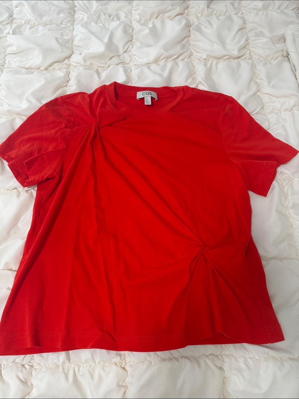 COS Red Short-Sleeve Tee with Side Twist
